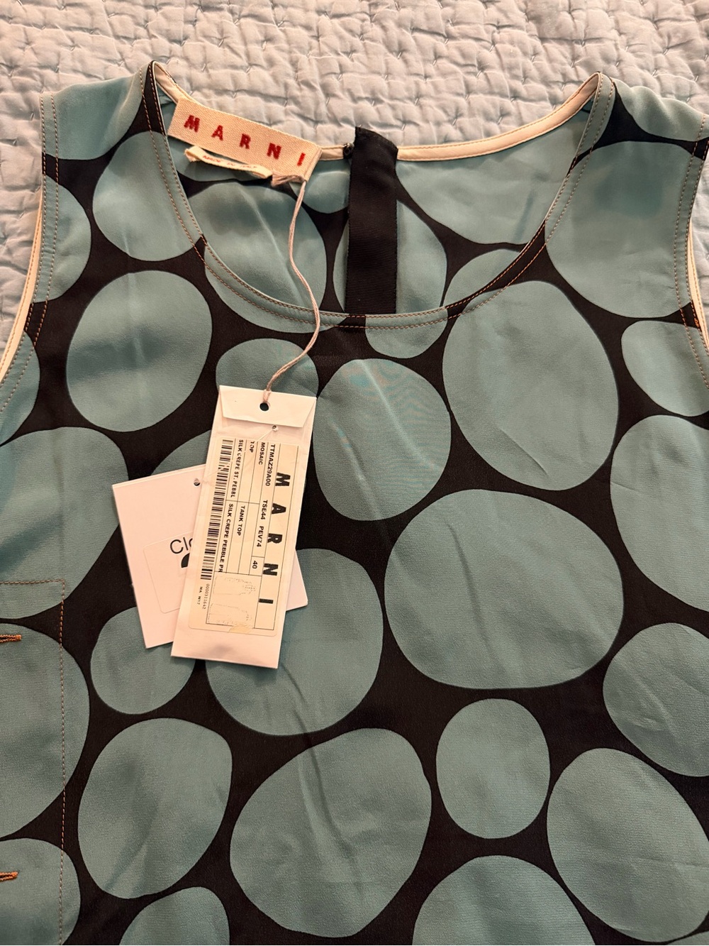 Marni Blue and Black silk Polka Dot Mini Dress New With Tag